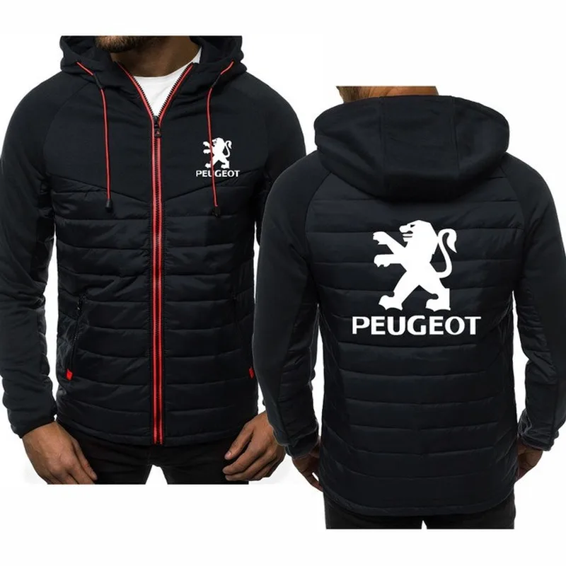 

2020 new Men for Peugeot Car Logo Print Casual Long Sleeve Hooded Sweatshirts Mens zipper Jacket Man Tops Clothing