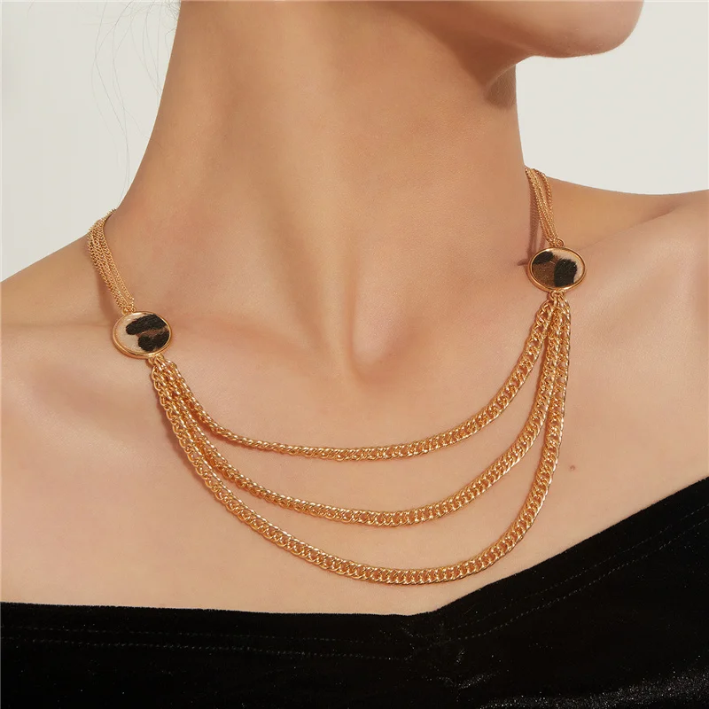 

2021 New Europe America Fashion Multi-Layer Women Leopard Pendant Necklace Clavicle Metal Neck Chain Couple Gift Female Jewelry