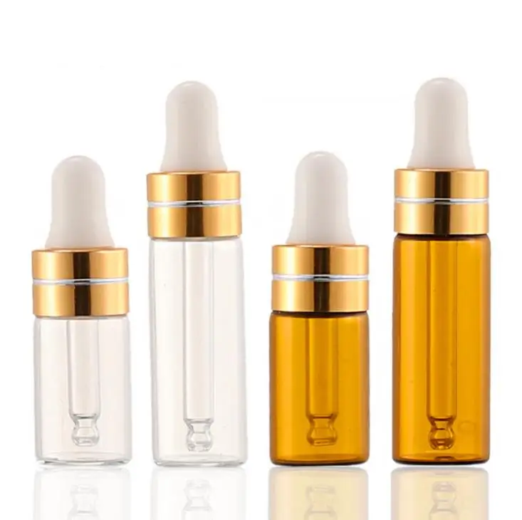 

500pcs/lot Fast shipping 3ml 5ml Amber Glass Dropper bottle Mini Empty Glass essential Oil bottle With glass hose vials SN884