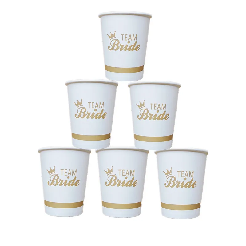 10pcs/set team Bride Paper Cup for Wedding Engagement Bachelorette Party Bridal Shower Decoration Bridesmaid Gift Favor-S | Дом и сад