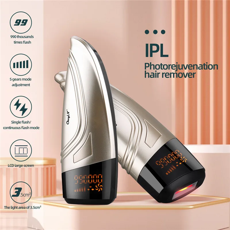

CkeyiN IPL Hair Removal System 999,900 Flashes Permanent Laser Hair Remover Device at Home Painless 3 Interchangeable head 50