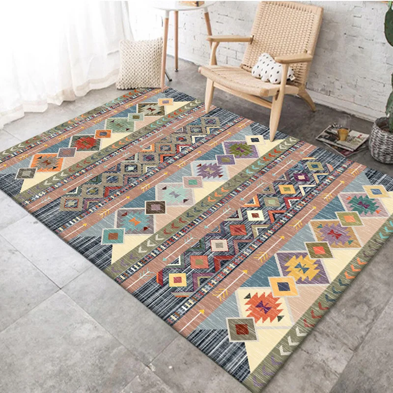 

Bohemian Style Carpets For Living Room Bedroom Area Rugs Retro Color Geometric 3D Printed Carpet Decorative Floor Room Mats Kids