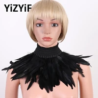 women gothic victorian natural feather choker neck wrap collar stage performance cosplay costume accessories