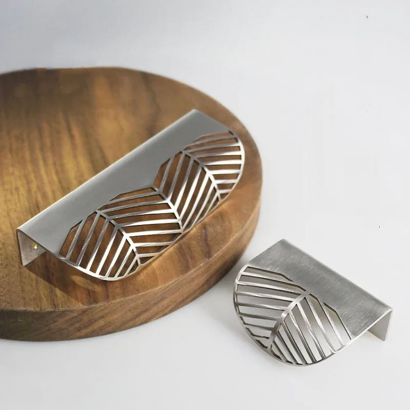 Stainless Cabinet Pulls Leaf SS Furnitrue Kitchen Door Handle Darwer Knobs Cupboard | Обустройство дома