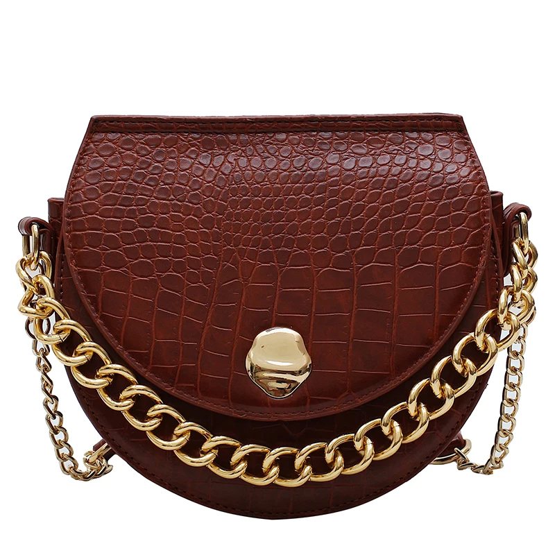 

Luxury Brand Crocodile Pattern Saddle Messenger Bag New Quality PU Leather Women's Designer Handbag Chain Tote Shoulder Bag Sac