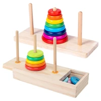rainbow stacking ring tower stapelring blocks with box kids montessori toys early education teaching aids wood baby toys gift