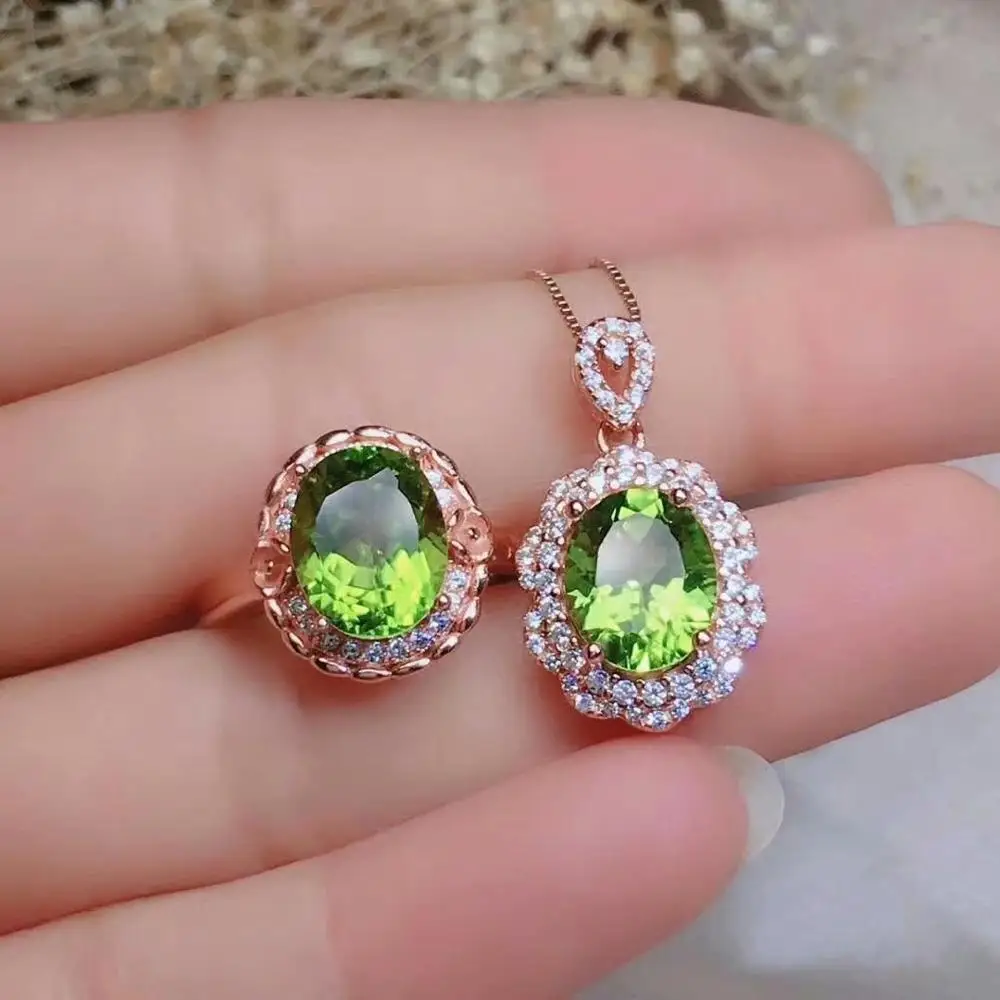 

SHILOVEM 925 SILVER STERLING PERIDOT PENDANTS RINGS SEND NECKLACE CLASSIC WHOLESALE FINE WOMEN GIFT PLANT PARTY NEW JCTZ081099AG