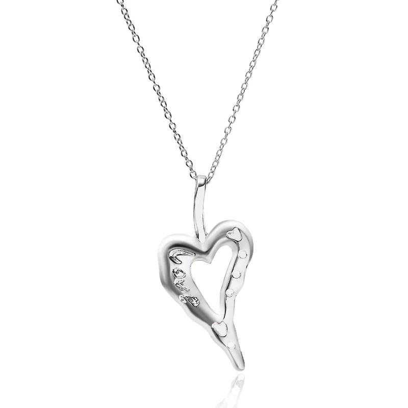 Фото Серебряный цвет длинное ожерелье в форме сердца модный бутик простой маленький