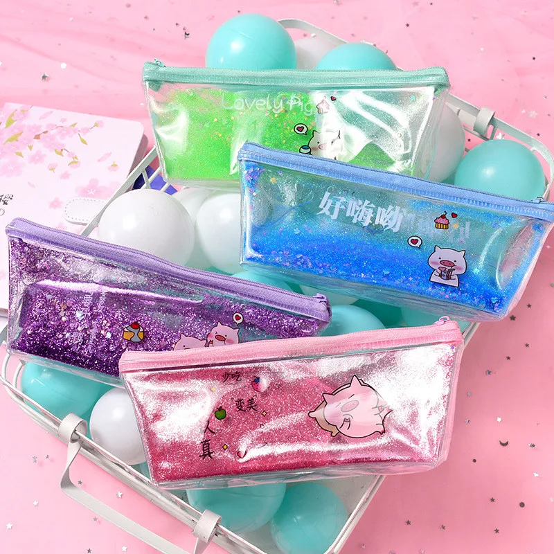 Футляр для ручек чехол письма с зыбучим песком милый поросенок конфетный цвет