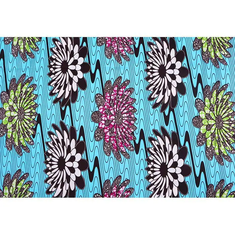 2019 Новое поступление модный дизайн красивый цветок синий полиэстер ткань Анкара