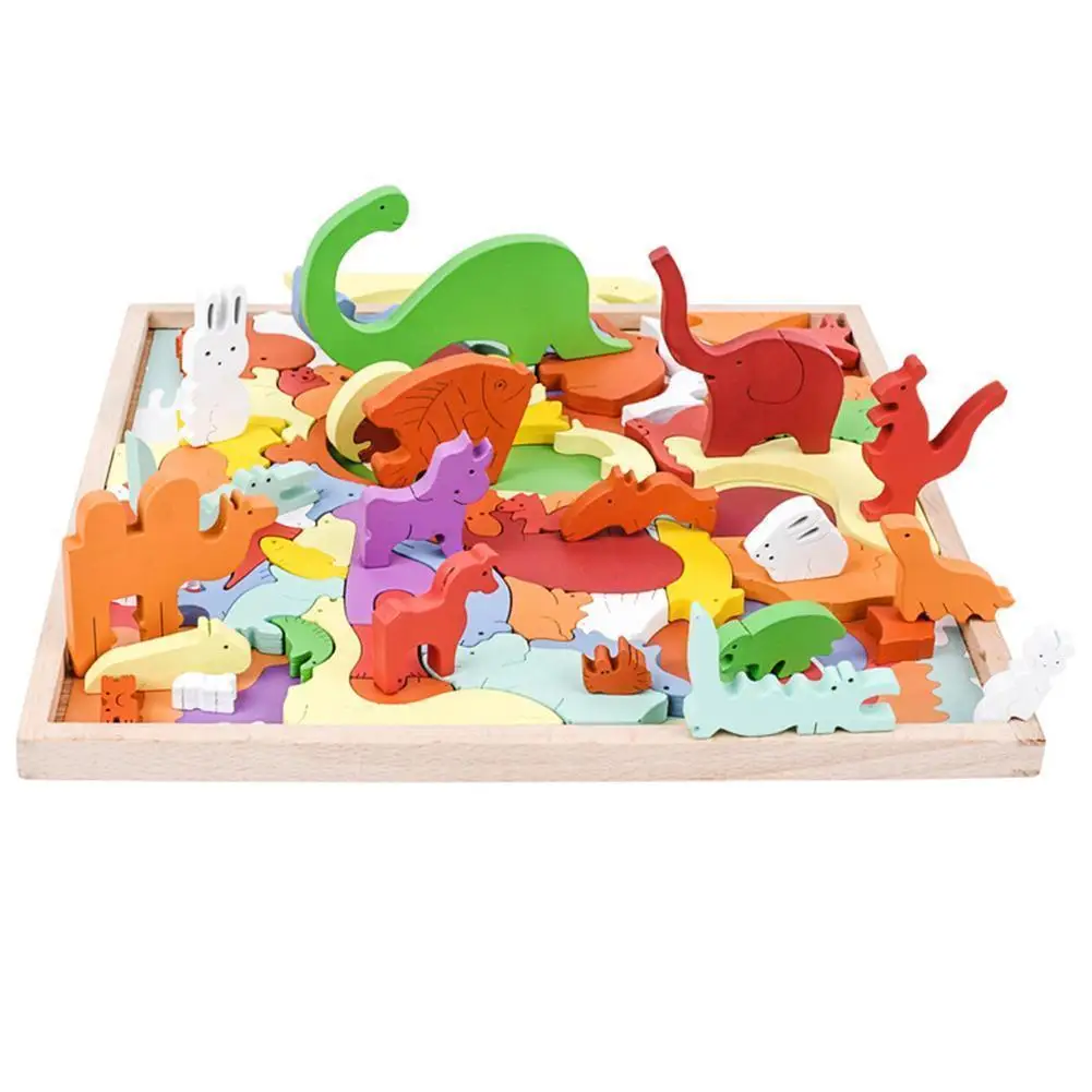 

Cartoon Animal 3D Jigsaw Puzzle Wood Toys For Children Baby Hand Grasp Board Animal Wooden Puzzles Toy W6O1
