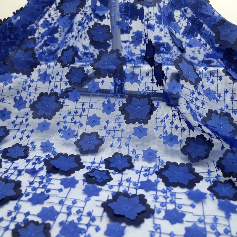 Атласная Лазерная сгоревшая ткань сетчатая вышивка из полиэстера 3D кружевная