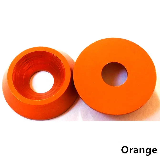 Orange 5 шт. M4 M5 M6 M8 алюминиевый сплав цветной потайной зонтик с плоской головкой с круглой головкой винт вогнутый конический декоративный паз шайба - Цвет: Orange