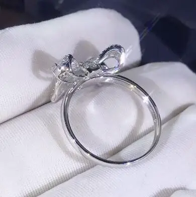 Изысканные женские кольца с бантиком инкрустированное серебряное кольцо