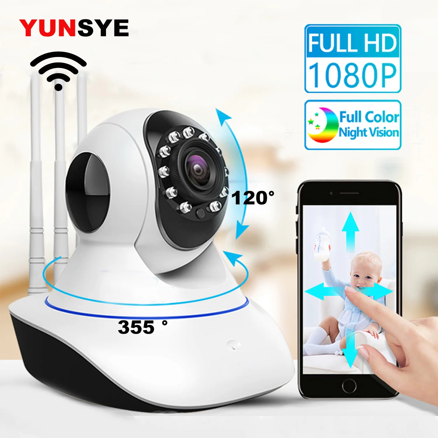 Беспроводная Wi-Fi IP-камера YUNSYE, HD 1080P, CCTV, монитор для домашней безопасности, интеллектуальная сеть, двухстороннее аудио, ночное видение, Радио... от AliExpress WW
