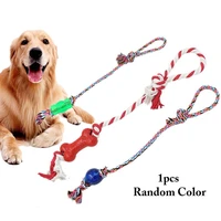 1pcs pet dogs toy supplies pet dog puppy chew knot toy durable braided bone rope interactive dog bite resistant toy random color