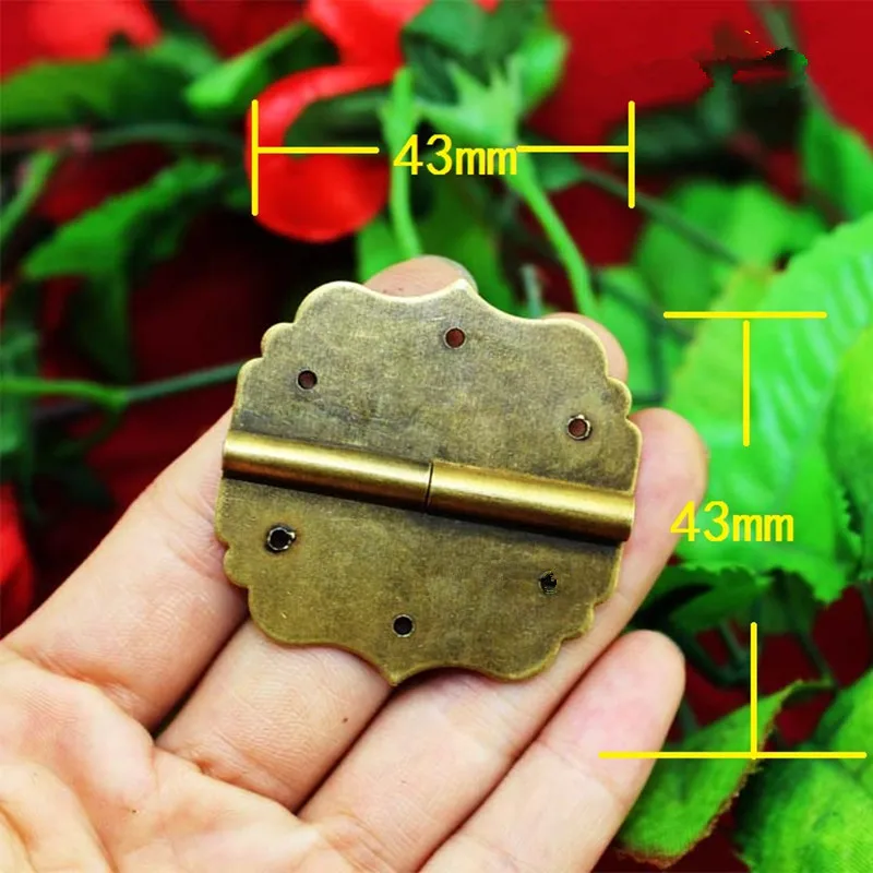 

Wholesale Brass Flower Hinge Decor Door Hinges Wooden Gift Jewelry Box Hinge Fittings for Furniture With Screws,43*43mm,40Pcs
