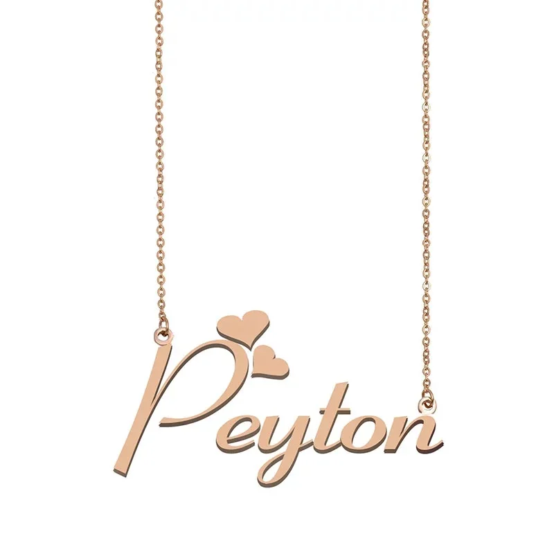 Custom Name Necklace Peyton Personalised Stainless Steel Gold for Women Choker Alphabet Letter Pendant Girls Mom Jewelry Gift