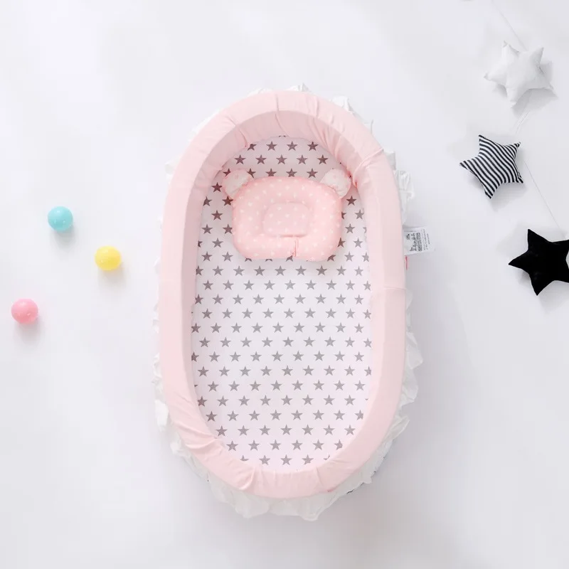 Детская кровать с подушкой портативная кроватка дорожная для малышей колыбель