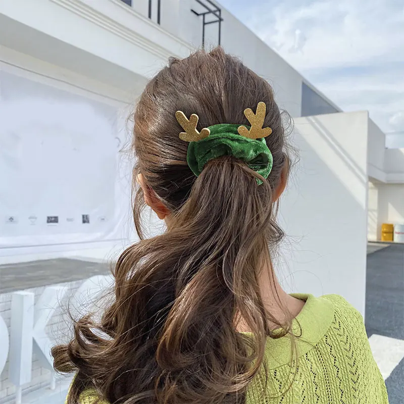 

Christmas Scrunchies Velvet Women Hair Rope Soft Hair Ring Elk Flannel Hair Ring Elastic Hair Bands Solid Color Hair Accessories