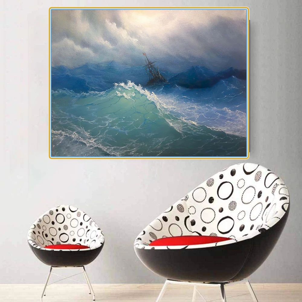 

Ivan Aivazovsky"Blue Wave"Canvas Oil Painting Poster Aesthetic Western Art Decor Wall Print Picture Home Hallway Decoration