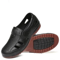 new summer hollow out mens casual sandals breathable soft leather mens sandals pu rubber cool male flat sandals 2022 fashion