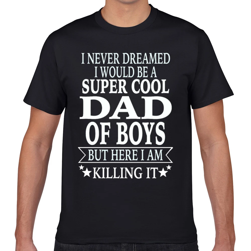 

Tops T Shirt Men dad of boys O-Neck Vintage Geek Short Male Tshirt fa005
