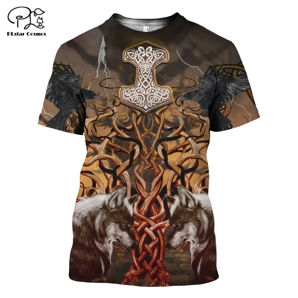 

PLstar Cosmos Viking tattoo 3D Printed Men for women t shirt Harajuku summer Short sleeve shirt Casual T-shirt top style-2