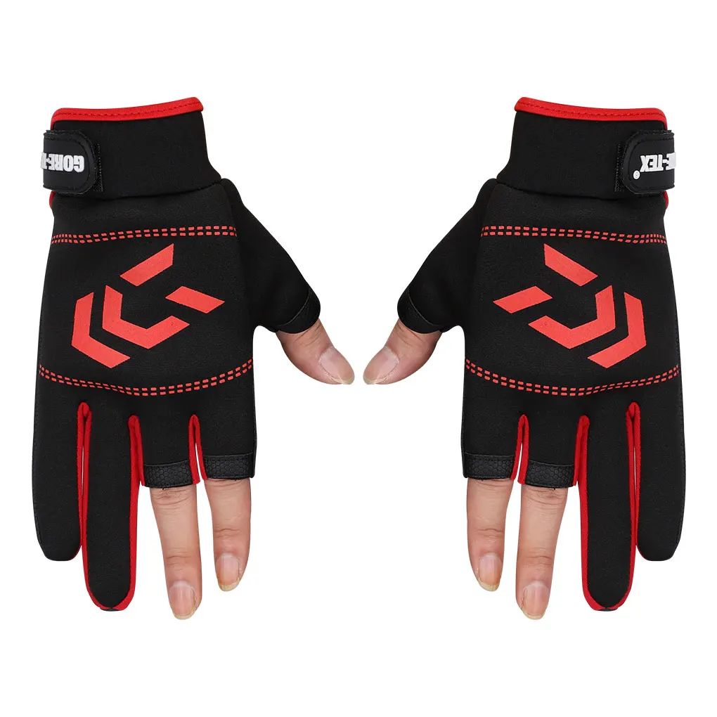 Fishing Gloves Outdoor 3 Fingers Cut Fishing Gloves Waterproof 3 Cut Finger Sports Fish Equipment Angling SBR Gloves