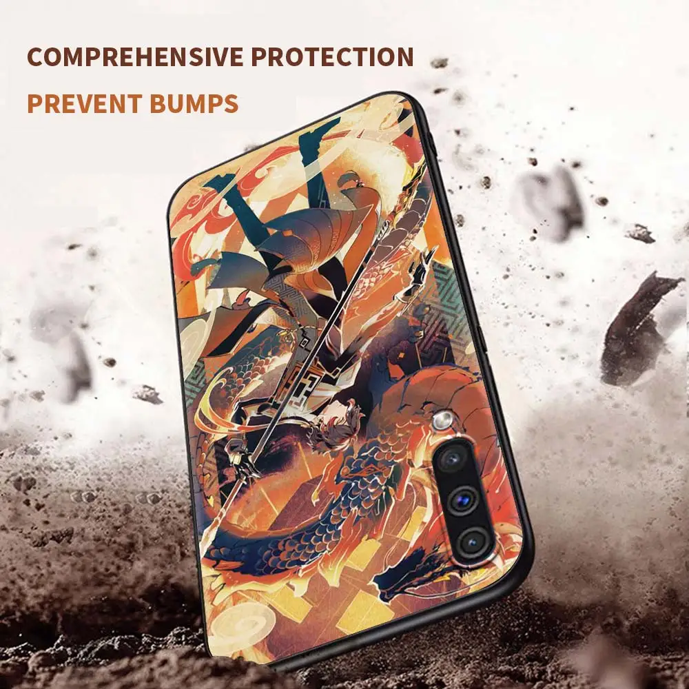 

Genshin Impact Case For Samsung Galaxy A50 A10 A70 A20e M31 A30 A40 A02s M30s M21 M11 F41 Shockproof TPU Black Cover