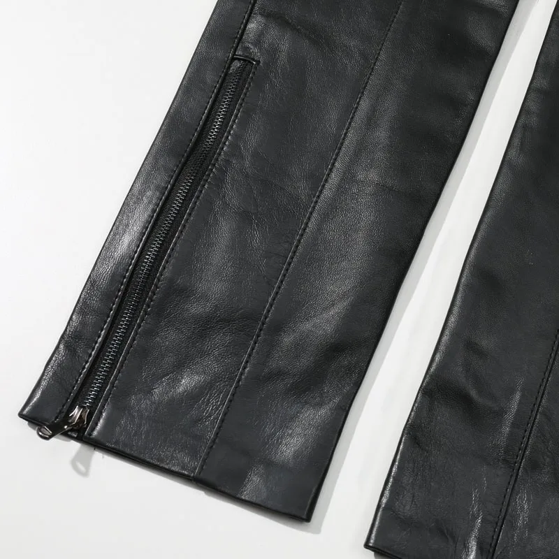

Pants Genuine Leather Women Black Office Ladies Sheepskin Autumn Winter Plus Size Streetwear Slim Fit Leather Pencil Pants 2021