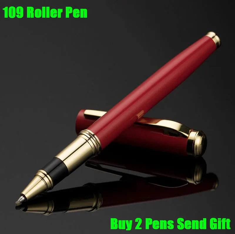 109 Red Roller Высокое качество, Роскошный деловой металлический роллер, шариковая ручка, фирменный герой, подарочная ручка для письма, купить 2 ручки, отправить подарок - Цвет: 109 Red Roller