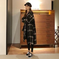 womens plaid shirt 2020 spring and autumn casual loose long sleeves mid length thin section over the knee sunscreen top