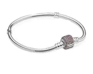 Authentic 925 Sterling Silver Snake Chain Charm Bangle Fit European Original Bracelets Jewelry Women Gift - Окраска металла: 2