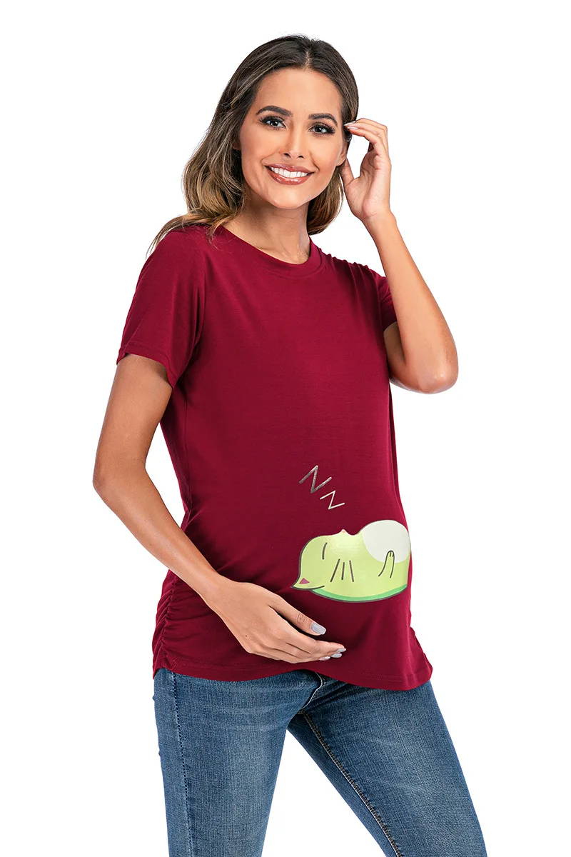 

Women Maternity Short Sleeve Cartoon Print Tops T-shirt Pregnancy Funny Clothes for Pregnant Maternity Hot Sale T-shirt 3xl
