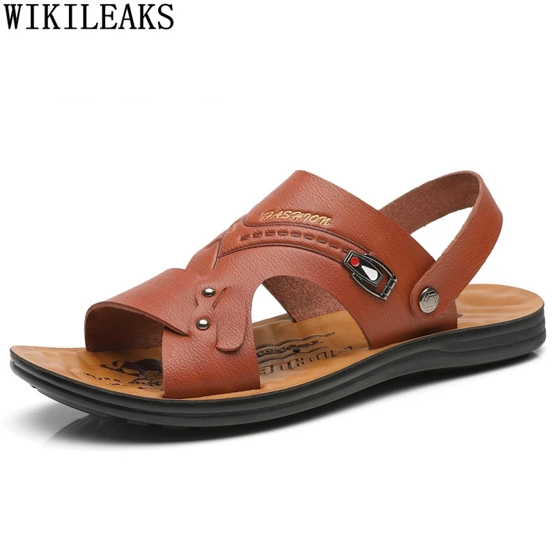 

Slip on Shoes Men Loafers Man Sandals 2023 Summer Mens Sandals Genuine Leather Sandals for Men Beach Slippers Zapatos De Hombre