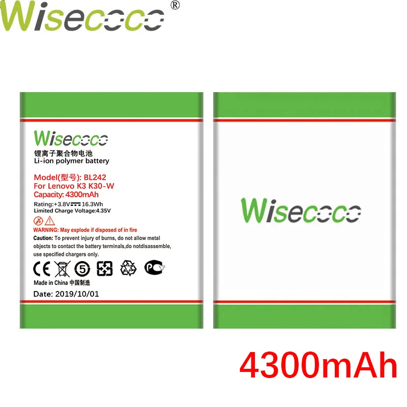 WISECOCO 4300 мАч BL242 Батарея для lenovo K3 K30-W K30-T A6000 A3860 A3580 A3900 A6010 A6010 Plus чехол мобильного телефона+ номер для отслеживания