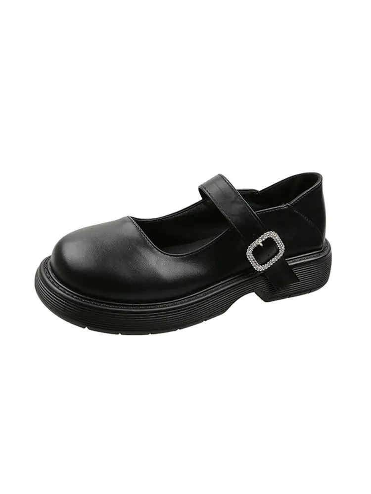 

Mary Jane women's 2021 summer new fashion all-match rhinestone word buckle with non-slip small leather shoes