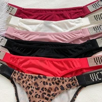 women panties sexy cotton lace letter rhinestone thongs brand design comfort seamless underwear low waist lingerie g string