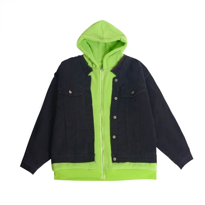 

Куртка DiveThru мужская с капюшоном, искусственная двойка, в стиле хип-хоп, зимнее пальто, бархатная куртка контрастных цветов на осень-зиму