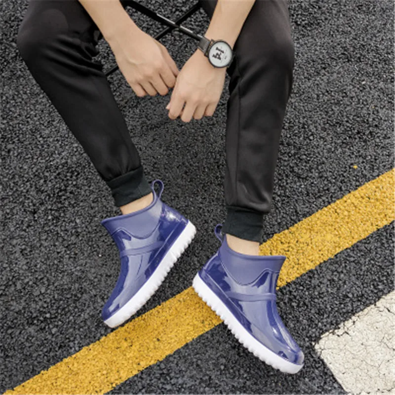 Мужские резиновые непромокаемые ботинки нескользящая и износостойкая обувь для