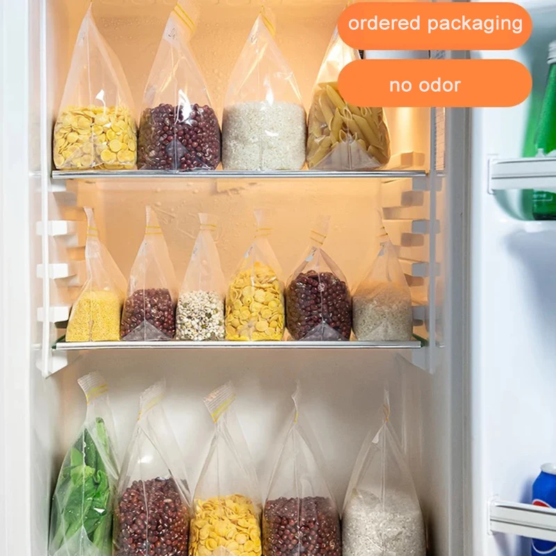 Zip Lock Plastic Bags Reusable Food Pouch Fridge Organizer Kitchen Storage Containers Freezer Bags Transparent Food Packaging images - 6