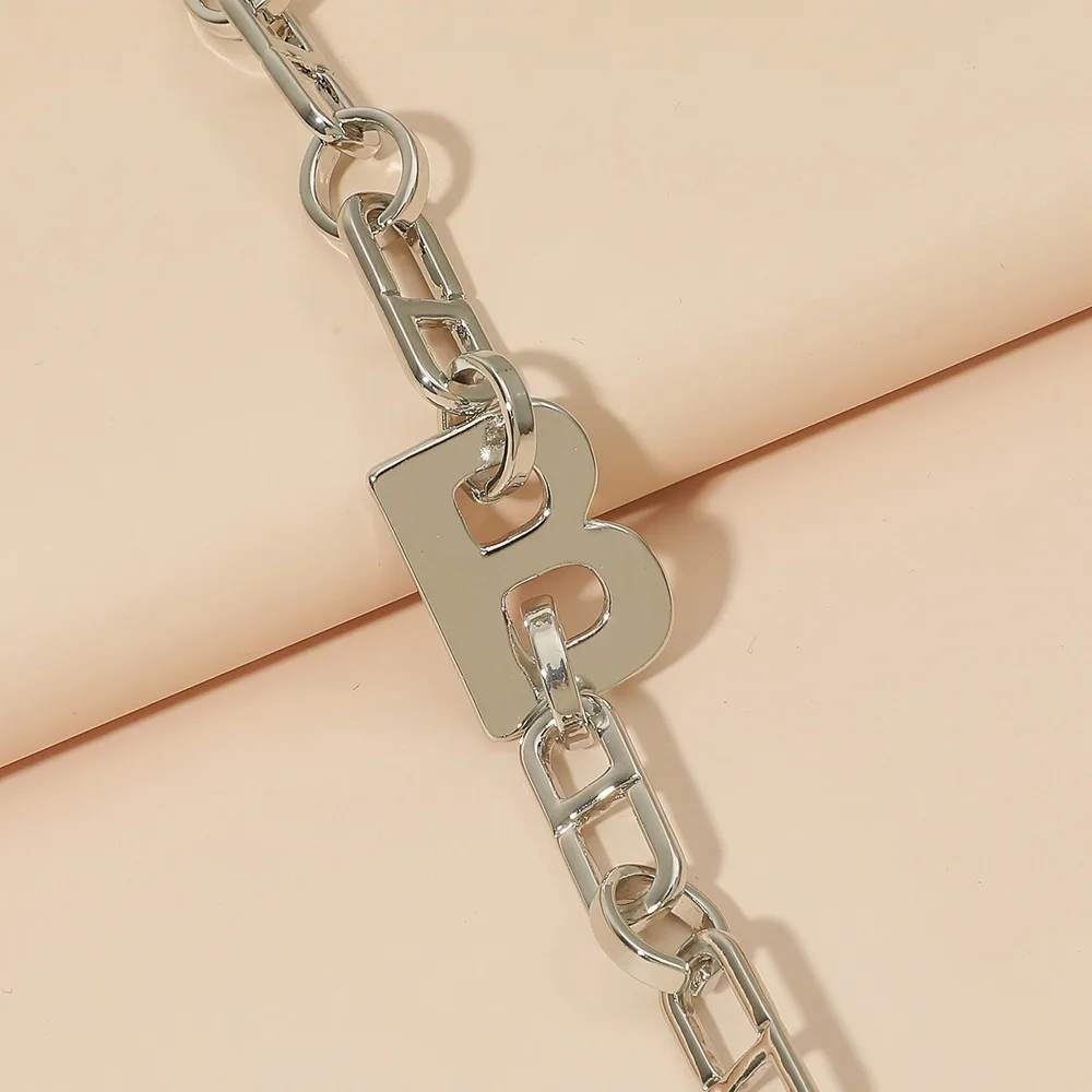 B буквенный Чокер-ожерелье в стиле панк цепочка для ключицы подвеска Золотая