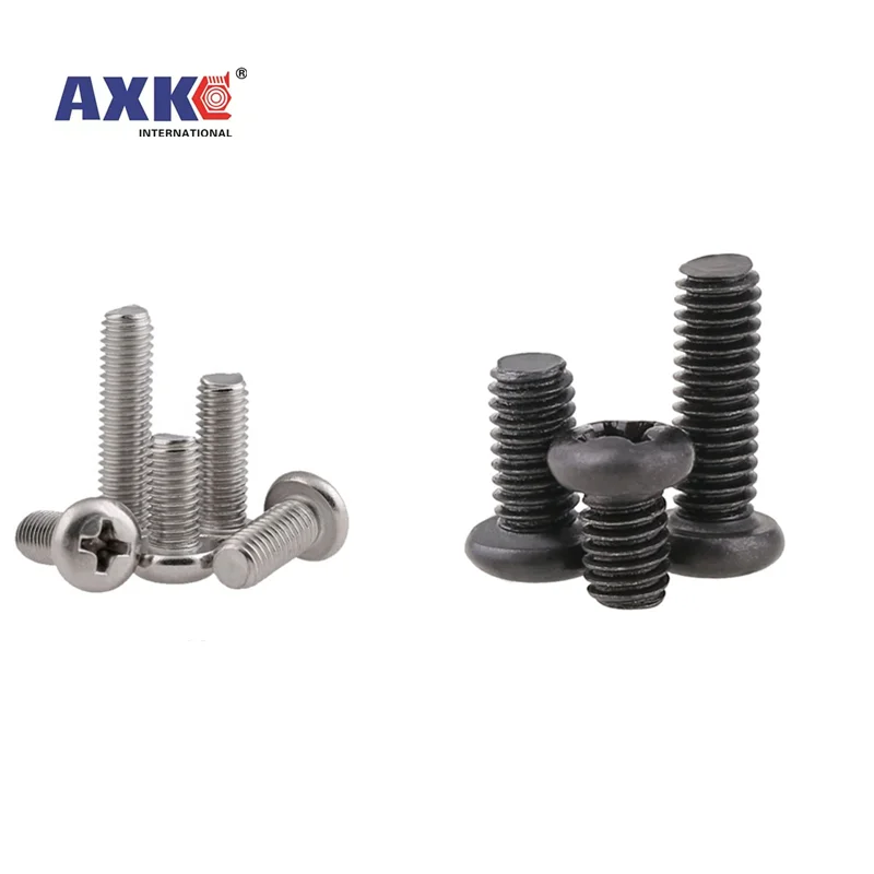 50X M1 M1.2 M1.4 M1.6 M2 M2.5 M3 M4 Mini Micro Small Light Black A2 304 Stainless steel Cross Phillips Pan Head Screw Round Bolt images - 6