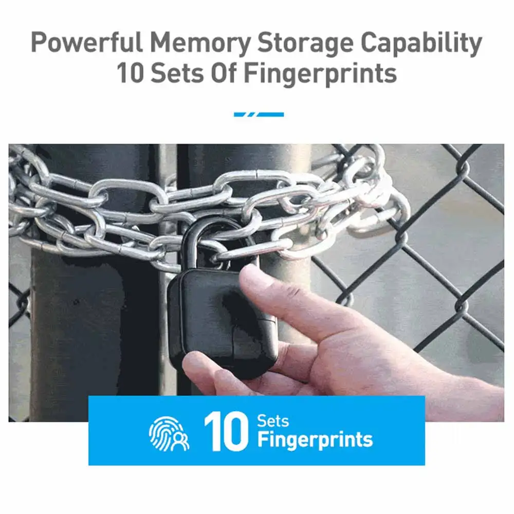 

USB Rechargeable Smart Lock Keyless Thumbprint Lock Quick Unlock Bluetooth Fingerprint Padlock for Bicycle Warehousedlock