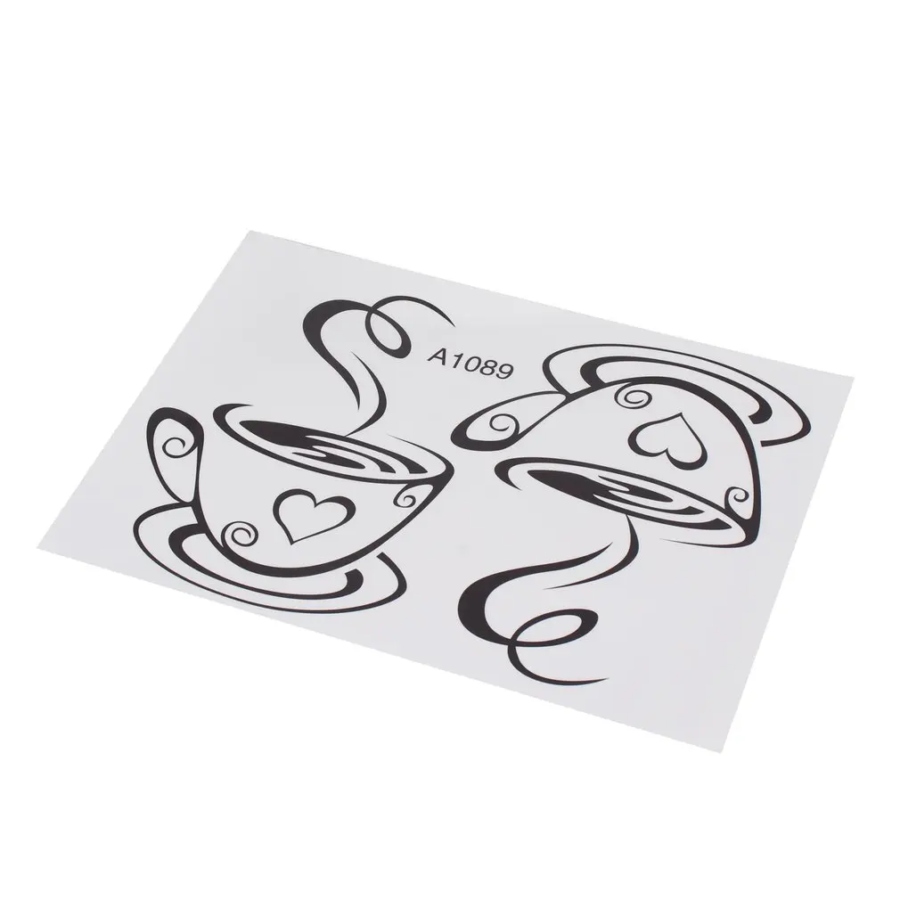 Новый дизайн наклейки пара кофейных чашек настенные сердечки форма виниловое