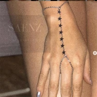 fashion simple gold color chain connected finger bracelets for women girls trendy metal small stars pendant bracelet jewelry