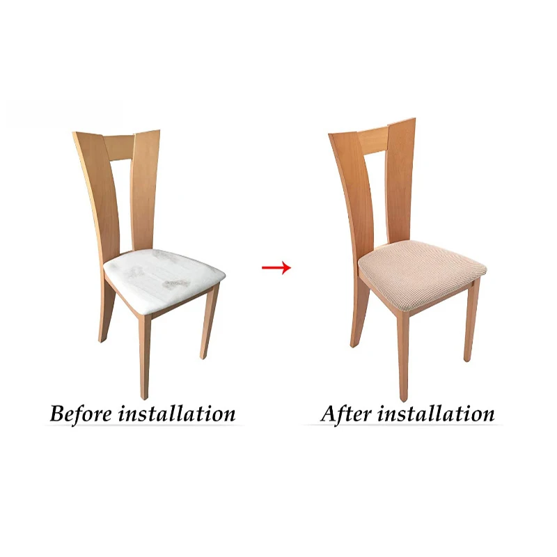 Jacquard Upholstered Cushion Solid Spandex Dining Chair Cover Washable Furniture Protector Removable 1/2/4/6pcs | Дом и сад