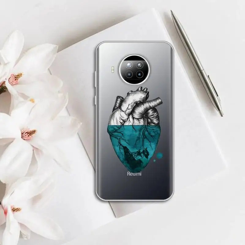

Creative human heart Phone Case Transparent for Xiaomi mi Redmi note 10 t 8 9 pro lite 11 Samsung S 8 9 10 20