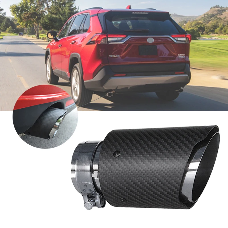 

Geetha Exhaust Tail Pipes Matte 3k Carbon Muffler Tip Tail Universal Stainless Steel Tip Rear modified Tail Pipe Auto Styling